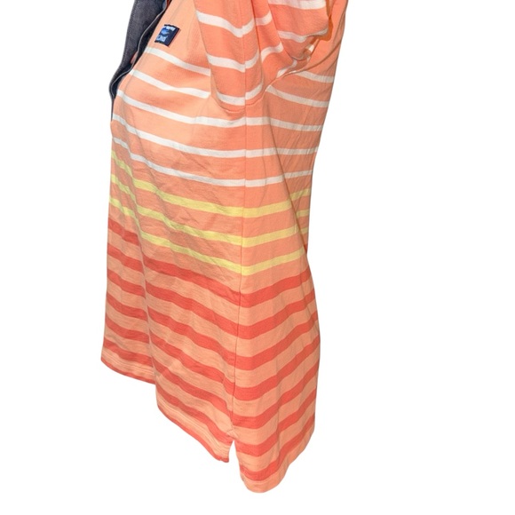 L.L. Bean Women's Soft Cotton Rugby Henley Collar Long Sleeve Orange White Sz M - Picture 5 of 11